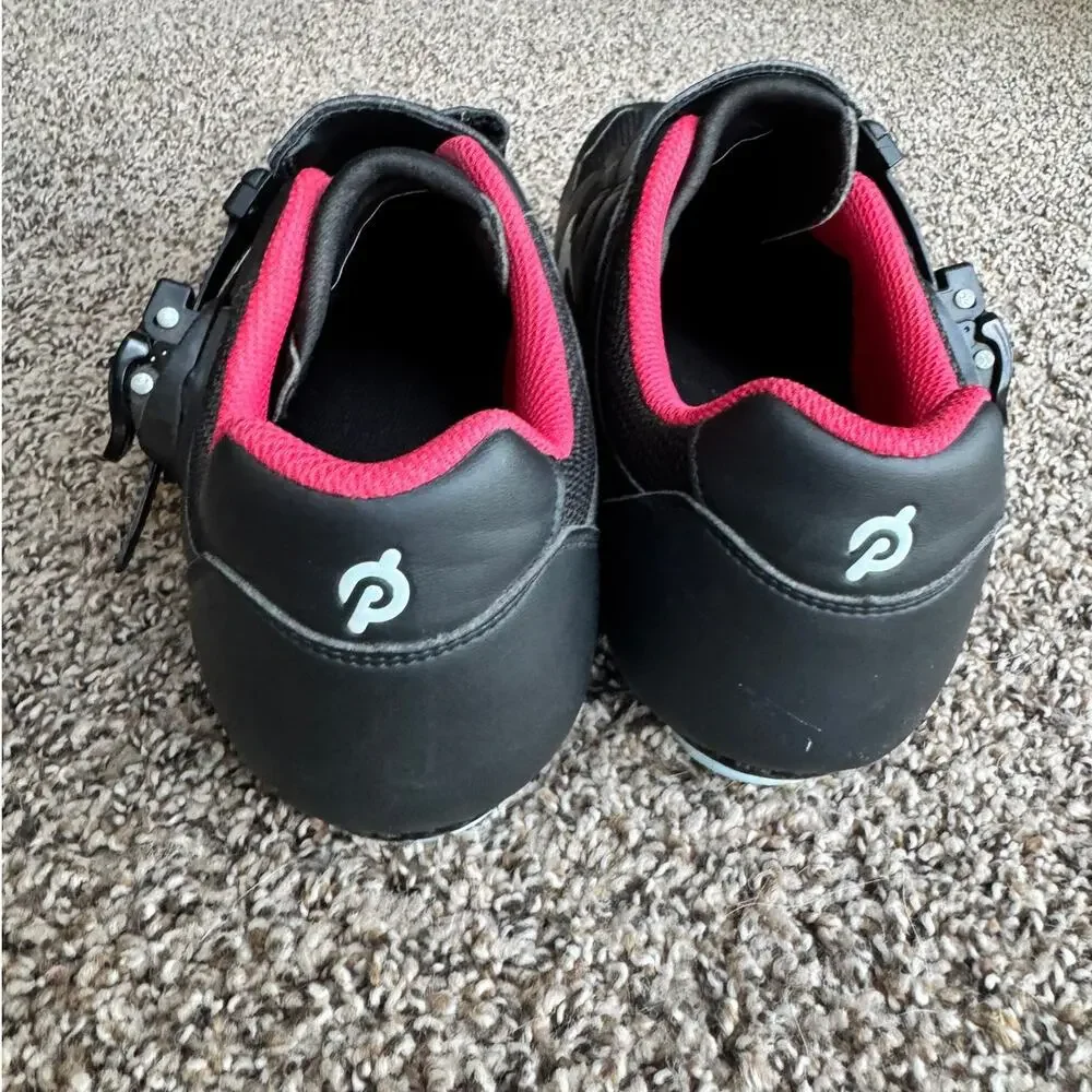 Peloton Cycling Shoes Size 44 Black Pink Hook Loop Indoor Bike Road Cycling